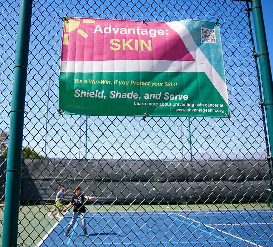 Advantage:SKIN educational banner displayed courtside, original image 1